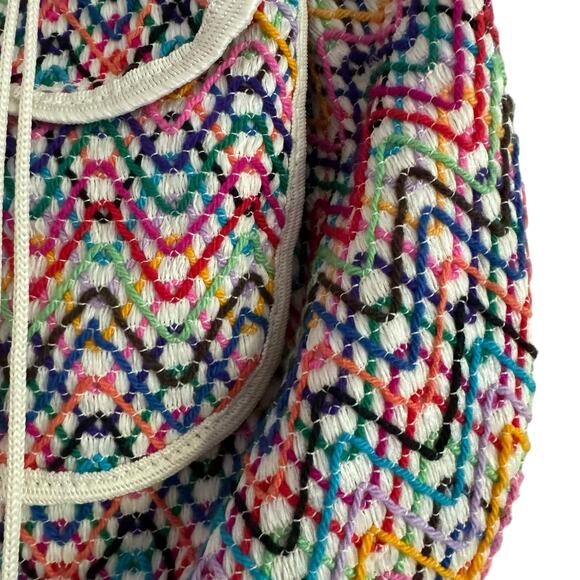 Vintage Mexican Artisan Woven Drawstring Backpack - Picture 11 of 16